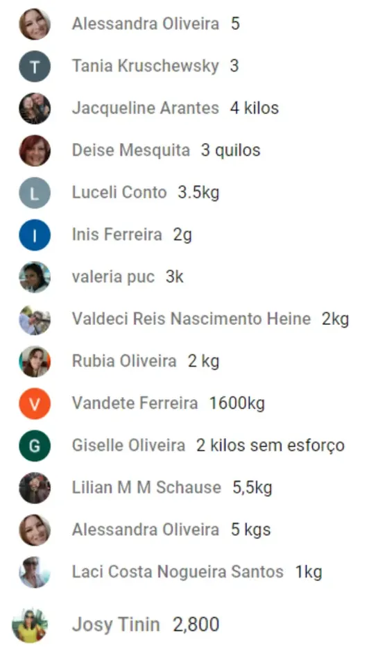 Comentários de alunas no grupo do Desafio